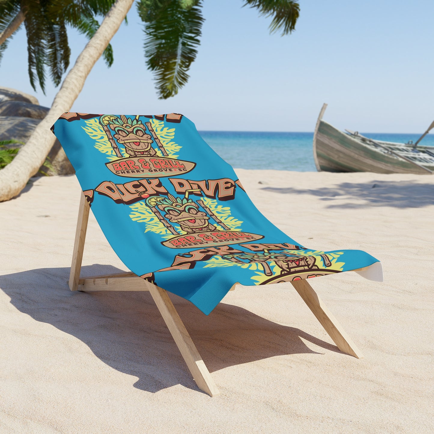 Duck Dive Tiki Head Beach Towel